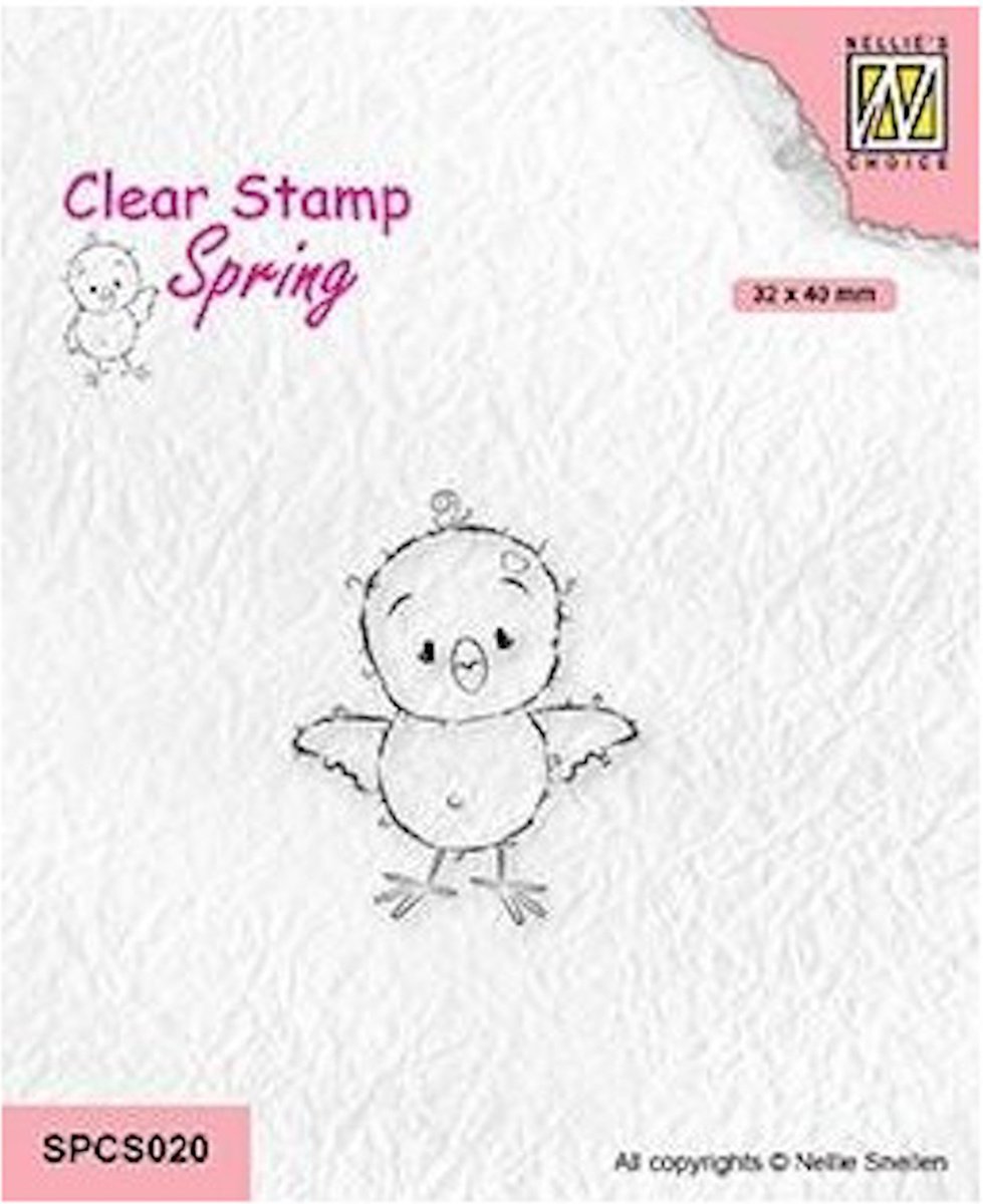 SPCS020 Nellie Snellen clearstamp Chickies - Learn to fly - kuikentje - vogel kuiken - stempel lente pasen